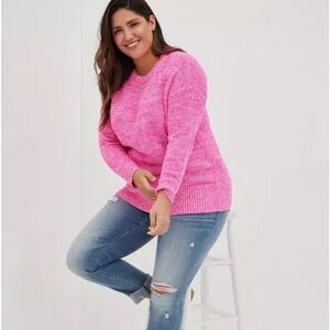 NWOT TORRID sz 2x  HOT PINK Pullover Drop Shoulder Sweater